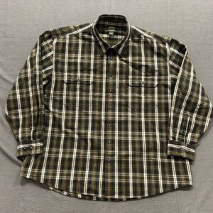 Vintage Cabelas Shirt Mens 3XLT Tall Brown Plaid Flannel Heavyweight Cotton 90s